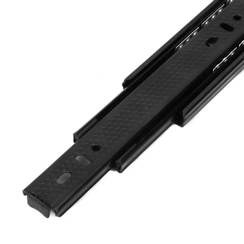 Close-up of Premium Cold Rolled Steel Drawer Slides 35x45cm with Soft Close and Damping Buffer, heavy duty for furniture use.