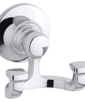 Bancroft Polished Chrome Robe Hook For Bathroom, Built To Last Metal Construction, double hook on wall plate, shiny surface