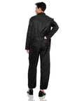 Back view of Dope Adult Navy Blue Onesie Jumpsuit Halloween Cosplay Costume in durable polyester cotton blend.
