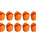 Heavy Duty Pipe Saddle Cutting Guide Kit With Tough Vinyl Tracing Jig That Kills The Guesswork On Plumbing And Hvac Layout Marking For Round Tubes Pro Workers And Handyman Metal Builds - orange vinyl jigs arranged in rows.