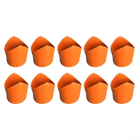 Heavy Duty Pipe Saddle Cutting Guide Kit With Tough Vinyl Tracing Jig That Kills The Guesswork On Plumbing And Hvac Layout Marking For Round Tubes Pro Workers And Handyman Metal Builds - orange vinyl jigs arranged in rows.