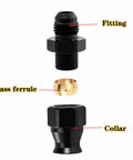 FortiyParts 2-pack 6AN to 3/8 hardline adapters, ORB male to 3/8 in tube compression, black with brass ferrule