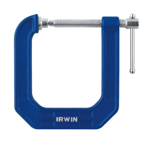 2 Inch Deep Throat C Clamp Heavy Duty Clamping Tool With Large Handle And Swivel Pad Delivers Extra Pressure Without Fatigue Marring Free Surface Protection And Double Rolled Threads For Faster Stronger Grip blue steel C-clamp