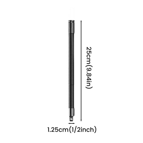 Flexible Half Inch Drive Rotating Extension Connector With 360 Degree Movement, Metal Linkage Rod For Repair, Maintenance, Shop And DIY, Two Piece Set 25 Cm Length, Handy Access In Tight Spots And Hard To Reach Angles, 25 cm