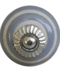 50 Pack Ceramic Drawer Knobs Grey Stripe Etched Kitchen Cabinet Hardware Dresser Pulls Solid Top View with Metal Base