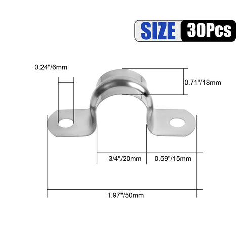 Stainless steel conduit clamp, U-bracket with two holes, 3/4 inch strap for pipe fixing (Amazon)