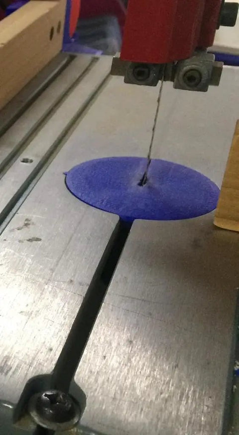 Delta 12 Inch Bandsaw Throat Plate Insert 62.5mm By 2.5mm Fit For Model 28 190, installed on a bandsaw.