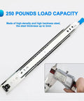 22 Inch Heavy Duty Drawer Slides With Lock Full Extension Side Mount Ball Bearing Rails 250 Pound Load Capacity
