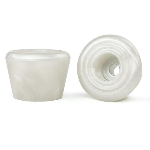 82A PU Rubber Roller Skate Toe Stops 2 Pack With Screws For Quad Skates Tickle Blue, showcasing two white stoppers side by side.