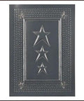 Punched Tin Cabinet Panel Insert With Embossed Star Design, Country Pewter Finish, Matte Lacquer Coated, 14 Inch High By 10 Inch Wide