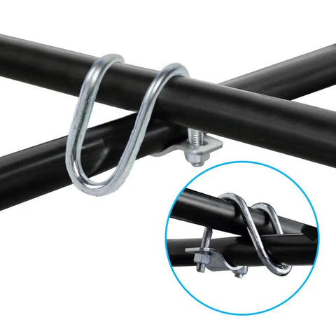 Five Piece Double U Bolt Pipe Clamp Set For 1.5 By 1.5 Inch Pipe Galvanized Steel Greenhouse Scaffolding Connector Quick Install For Easy Assembly And Beefy Strength