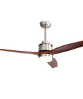52 Inch Wood Ceiling Fan With Lights Remote Control Dimmable LED Light 3 Blades Reversible Quiet DC Motor brushed nickel finish
