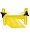 Rock Solid Miter Slot Featherboard Keeps Stock Pin Tight Against Tables Using Expanding Nuts And Locking Knobs For Dead Nut Alignment bright yellow featherboard with adjusting knobs.