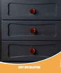 10 Pack Rock Solid Round Wooden Cabinet Knobs Featuring Natural Grain And Smooth Grip Single Hole Furniture Drawer Pulls For Kitchen Cupboard Refresh And Wardrobe Doors on dark drawers.
