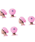 Heavy Duty 12 Pack Breathable Antistatic Mesh Work Caps For Adults And Super Comfy Dustproof Polyester Shop Hats With Quick Dry Panels, pink mesh caps shown from different angles.