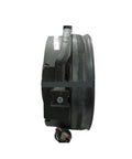 Side view of electromagnetic brake clutch unit with wiring harness for DC motor