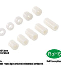 150 Piece Nylon Round Spacer Kit For M6 Screws With 11mm Outer Diameter And 6.2mm Inner, creamy white round nylon standoffs displayed