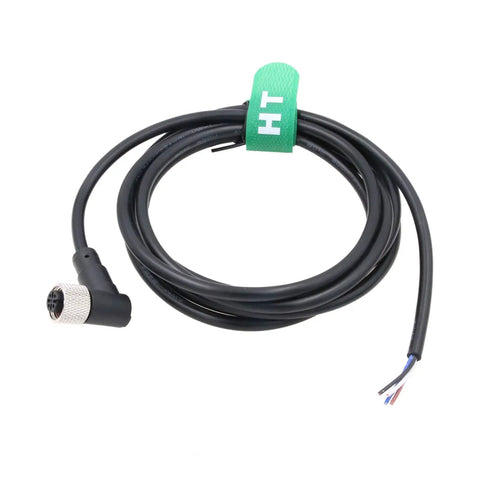 Elbow M12 A Coded 4 Pin Female Connector Shielded Cable to Bare Wire Leads for Sensor Actuator and Industrial Automation 3m