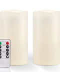 Set of 2 6 By 4 Inch Waterproof Outdoor Flameless Candles With Remote And Timer Battery Powered Flickering LED Pillar Candles