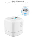 20W white USB-C charger with metal interface and LED indicator for iPhone 12. Go To Universal Travel Adapter Charger Europe To USA Plug Converter