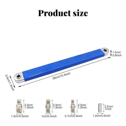 Wrench Extender Kit With Non Swivel Leveraging Ratchet Socket Tool And Two Adapters For Tight Spaces Universal Wrench Set dimensions