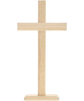 Killer Natural Unfinished Wood Crosses For Arts And Crafts Projects And 2 Pack Measuring 7.9 X 15.5 Inches, made of poplar wood, standing upright.