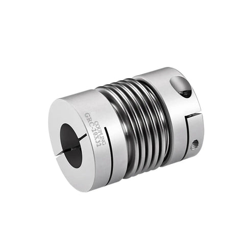 4 Pack Bellows Shaft Coupler 5mm Bore Aluminum Flex Connector D25 L37 Series For Servo Motors close-up view with tight alignment features.