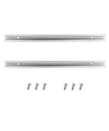 12 Inch Aluminum T Track Two Pack With Predrilled Holes And Screws For DIY Woodworking, Universal Double Cut Profile, Fits Five Sixteenths And One Quarter Inch T Bolts, Great For Drill Press Tables And Router Tables, showing two aluminum tracks with screws