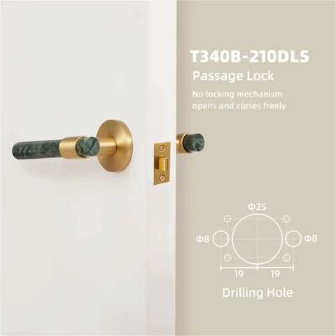 Brass Door Lock Set With Marble Look Handle Dope Nordic Style Interior Hardware For Bedroom Living Room And Bathroom Doors Luxury Sleek Modern Feel Easy Install Durable showcasing door installation with gold and marble handle.