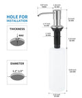 Built In Kitchen Soap Dispenser With Brushed Nickel Finish Top Refill Access No Fuss Easy Install Countertop Pump Head 17 Oz Refillable Bottle Dish Soap Or Lotion Dispenser For Sinks Durable Stainless Steel Look dimensions and installation guide