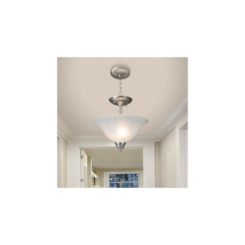 HomeStock Modern Inverted Pendant Light Fixture for Kitchen Island Dining Room Living Space hanging from ceiling with frosted glass shade.