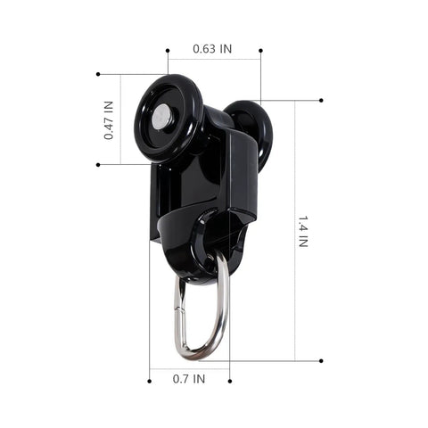 20 Pcs Curtain Track Rollers And Hooks Set, Quiet Plastic Wheel Glide, Heavy Duty Durable Rollers For Black Curtain Rails, Waterproof Rustproof Long Lasting Smooth Operation, black roller with metal hook, 0.63 x 1.4 in