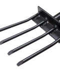 Close-up of forged steel tines on the All Steel Spading Fork Heavy Duty Garden Fork With T Style Handle Built Tough For Digging Soil Turning Compost