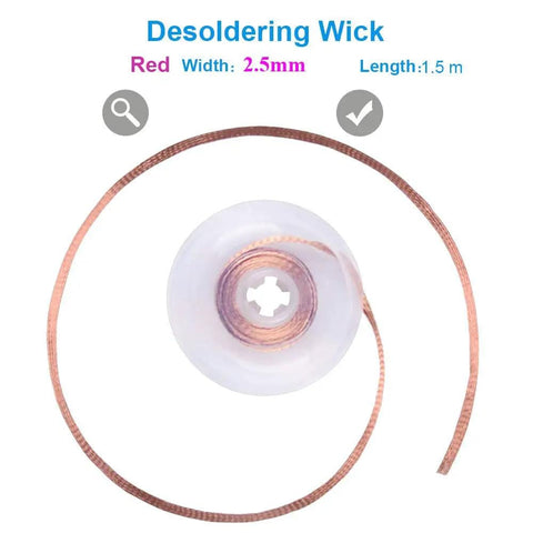 Desoldering wick from 4 In 1 Desoldering Kit For DIY Electronics With Vacuum Pump, Spare Nozzle, Solder Sucker, Solder Wick And Desoldering Braid