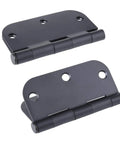 Two Three Point Five Inch Oil Rubbed Bronze Interior Door Hinges Five Eighth Inch Radius in a flat laid position.