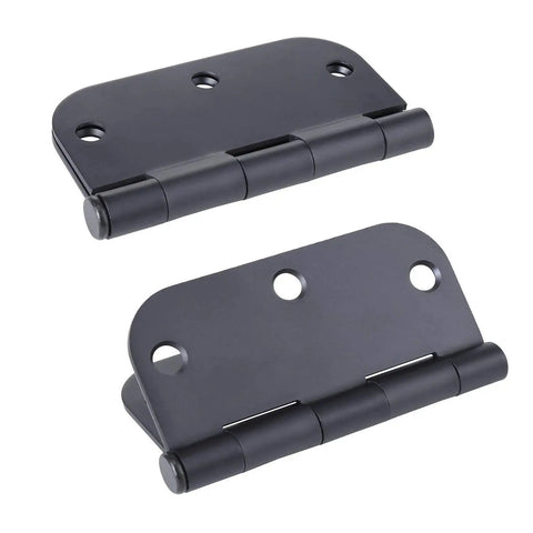 Two Three Point Five Inch Oil Rubbed Bronze Interior Door Hinges Five Eighth Inch Radius in a flat laid position.
