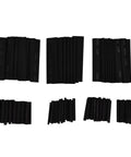 Ultimate Heat Shrink Tubing Assortment Set That Is Awesome For Any DIY Project Including Car Wiring With Insulated Black Heat Sleeves Featuring A 2 To 1 Ratio That Shrinks Tight When You Use Heat For Electrical Protection., assorted black heat shrink tubing pieces in multiple sizes