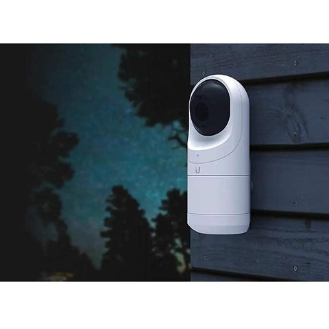 G3 Flex 1080p Indoor Outdoor Security Cam With Night Vision And HDR mounted on exterior wall for surveillance
