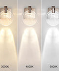 VCDUXMQLK Nordic Luxury Crystal Bedroom Wall Lamps LED Light Source showing three-color options 3000K, 4500K, 6000K brightness.