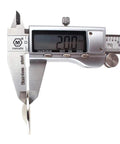 Close-up of digital caliper measuring thickness of washer from 20 Piece UTV Skid Plate Bolts and Washers Kit for Polaris.