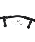 Premium Dual Inlet Fuel Line Kit With 8 An Male Flare Thread And 7/8" Size Built For Holley 4150 Carburetors Super Tough Black Finish That Nails The Look Plus Easy Swap Install For Your Ride. Black braided dual inlet fuel line kit with fittings and O-rings