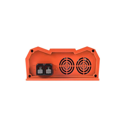 Heavy Duty Dc To Dc Dual Battery Charger 60Amp 720Watt plug and play smart converter rear view with vents and terminals.