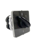 Changeover Rotary Cam Switch LW31 with 0 to 4 positions, 660V 50A, three stages, silver finish, front view