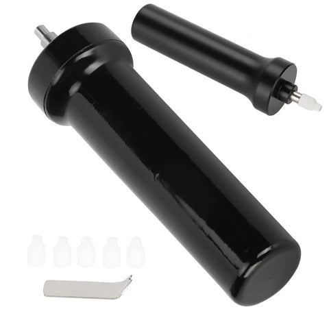 Pro Watch Crystal Removal Air Pump Tool with 5 nozzles and button opener, compact black handle, durable plastic, 130mm