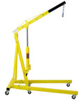 Heavy Duty 2 Ton Folding Engine Hoist Cherry Picker Shop Crane with hydraulic pump and yellow frame, ideal for engine swaps.