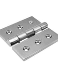 Premium 316 Stainless Steel Square Deck Door Hinge 100X100Mm Mirror Polish Finish showing polished surface and mounting holes.