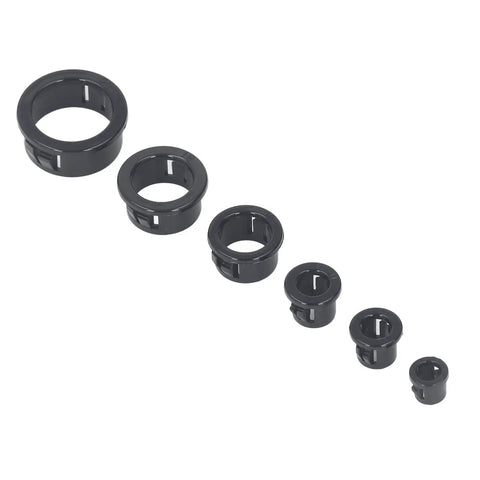 Super Tough Nylon Cable Grommet Protectors 160 Pcs With 6 Sizes Including 8mm 10mm 11mm 16mm 19mm And 25mm For black nylon snap-in cable grommets in six sizes