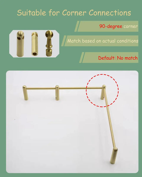 Heavy Duty Brass Shelf Rails 2 Pack With Tipping Spindles For Bookcase Shelves 74 Inch Long Solid Brass Burr Free Corner Detail