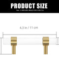 Sleek Crystal Cabinet Pull Handle Set For Cabinets And Drawers, Acrylic And Copper Knob With 64mm Hole Spacing, product size details