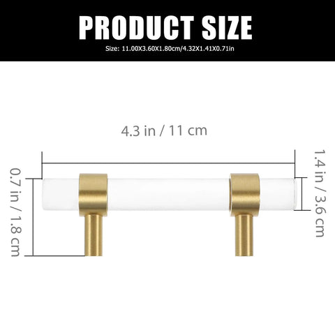Sleek Crystal Cabinet Pull Handle Set For Cabinets And Drawers, Acrylic And Copper Knob With 64mm Hole Spacing, product size details